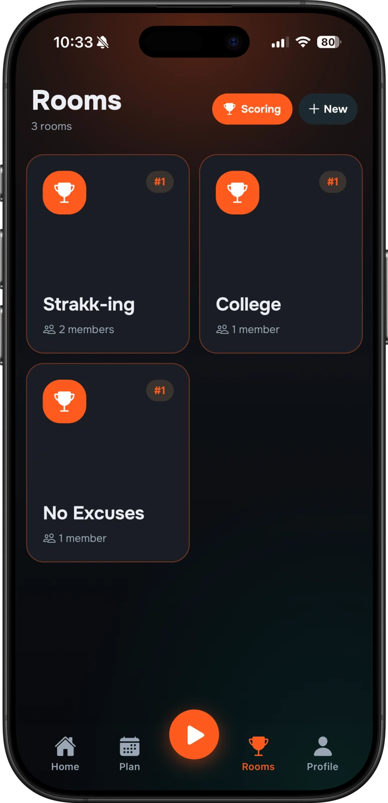 Strakk app: Room feed